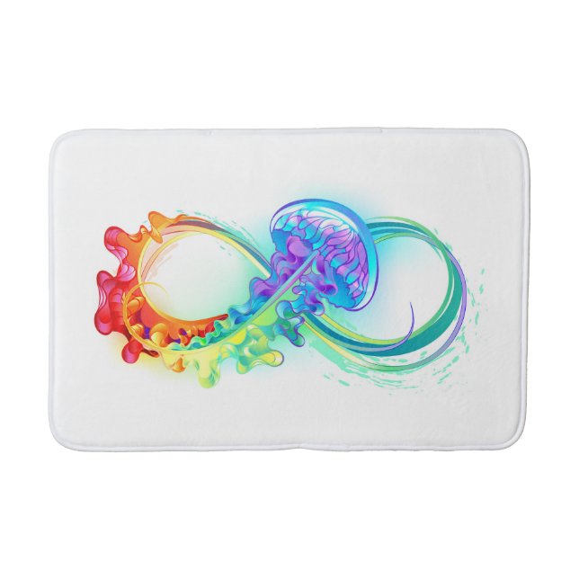 Infinity with Rainbow Jellyfish Bath Mat (Front)