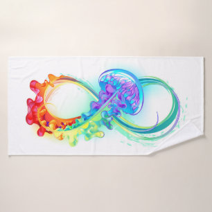 Infinity with Rainbow Jellyfish Bath Towel