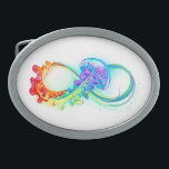 Infinity with Rainbow Jellyfish Belt Buckle<br><div class="desc">Multicolor infinity symbol with rainbow bright jellyfish decorated with long tentacles on white background. Rainbow jellyfish.</div>