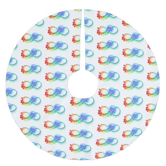 Infinity with Rainbow Jellyfish Brushed Polyester Tree Skirt (Front)