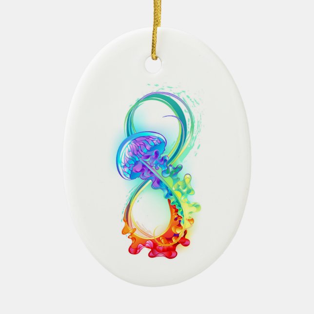 Infinity with Rainbow Jellyfish Ceramic Ornament (Front)