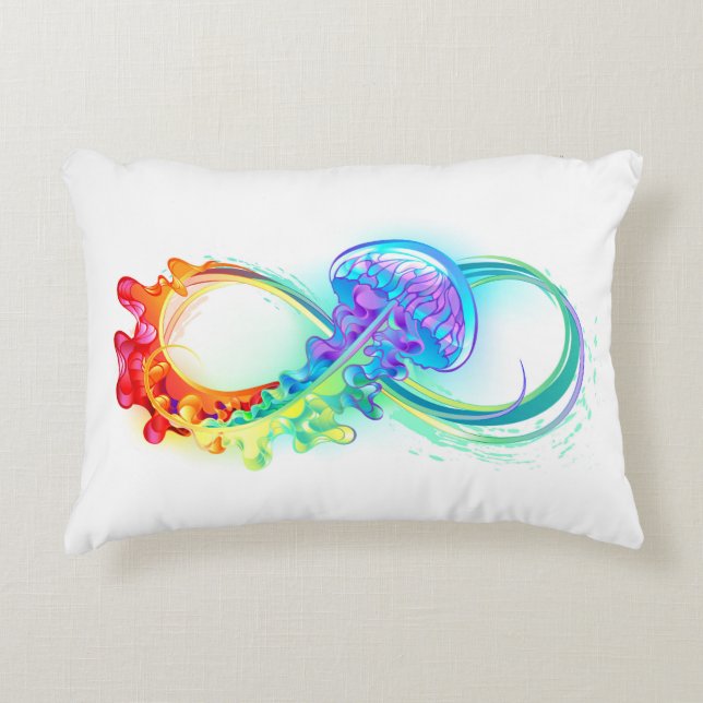 Infinity with Rainbow Jellyfish Decorative Cushion (Front)