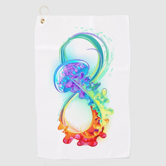 Infinity with Rainbow Jellyfish Golf Towel (Front)