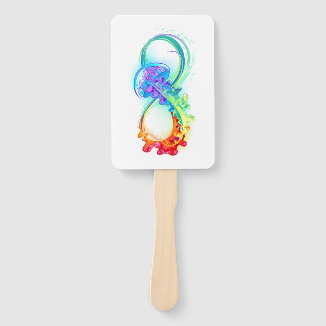Infinity with Rainbow Jellyfish Hand Fan (Front)