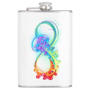 Infinity with Rainbow Jellyfish Hip Flask