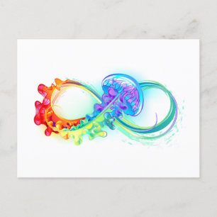 Infinity with Rainbow Jellyfish Invitation Postcard