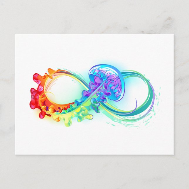 Infinity with Rainbow Jellyfish Invitation Postcard (Front)