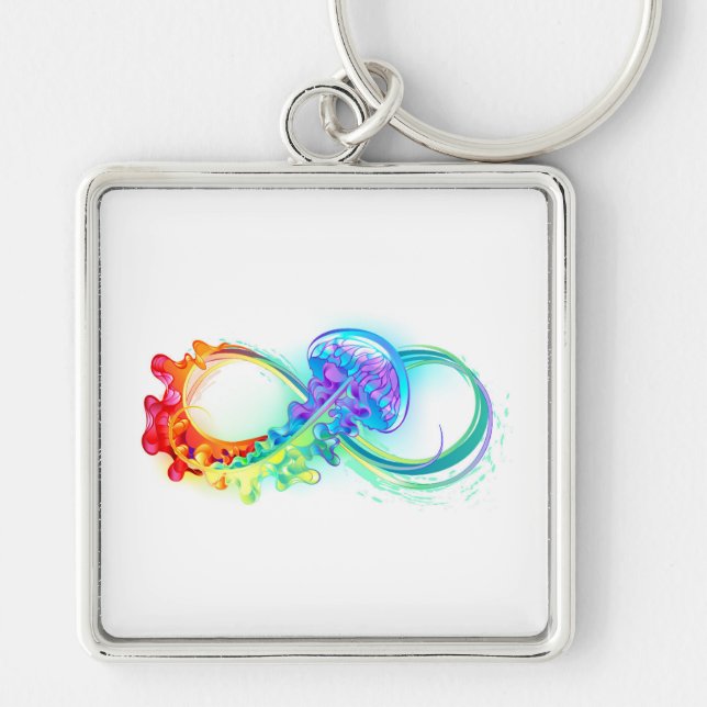 Infinity with Rainbow Jellyfish Key Ring (Front)