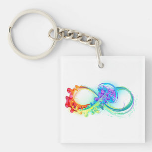 Infinity with Rainbow Jellyfish Key Ring