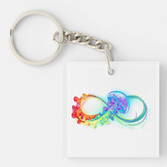 Infinity with Rainbow Jellyfish Key Ring (Front)