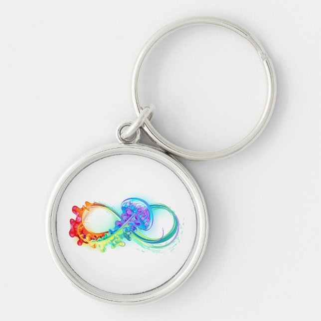 Infinity with Rainbow Jellyfish Key Ring (Front)