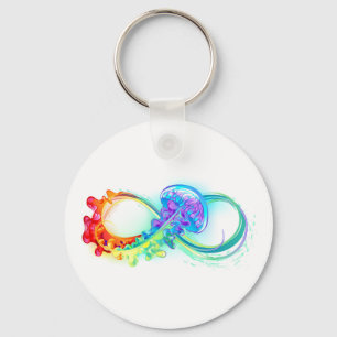 Infinity with Rainbow Jellyfish Key Ring