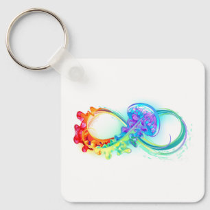 Infinity with Rainbow Jellyfish Key Ring