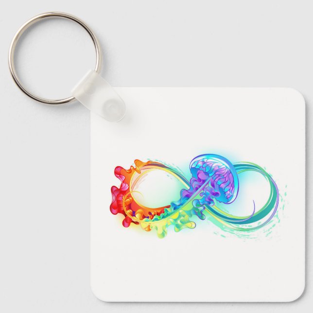 Infinity with Rainbow Jellyfish Key Ring (Front)