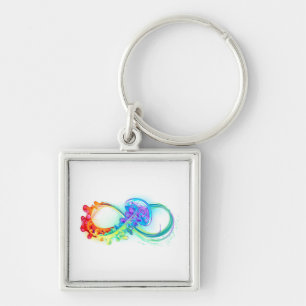 Infinity with Rainbow Jellyfish Key Ring