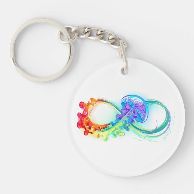 Infinity with Rainbow Jellyfish Key Ring (Front)