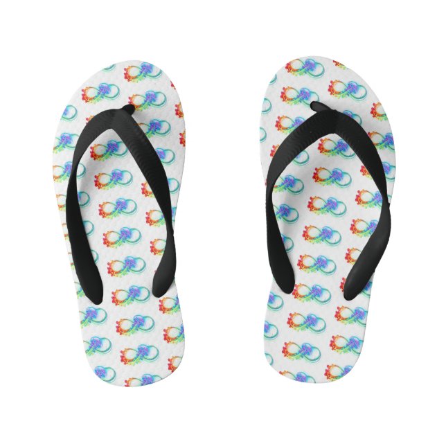 Infinity with Rainbow Jellyfish Kid's Thongs (Footbed)