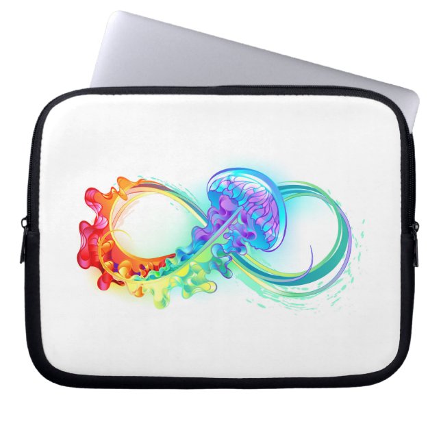Infinity with Rainbow Jellyfish Laptop Sleeve (Front)