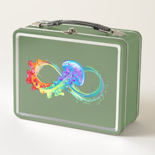 Infinity with Rainbow Jellyfish Metal Lunch Box