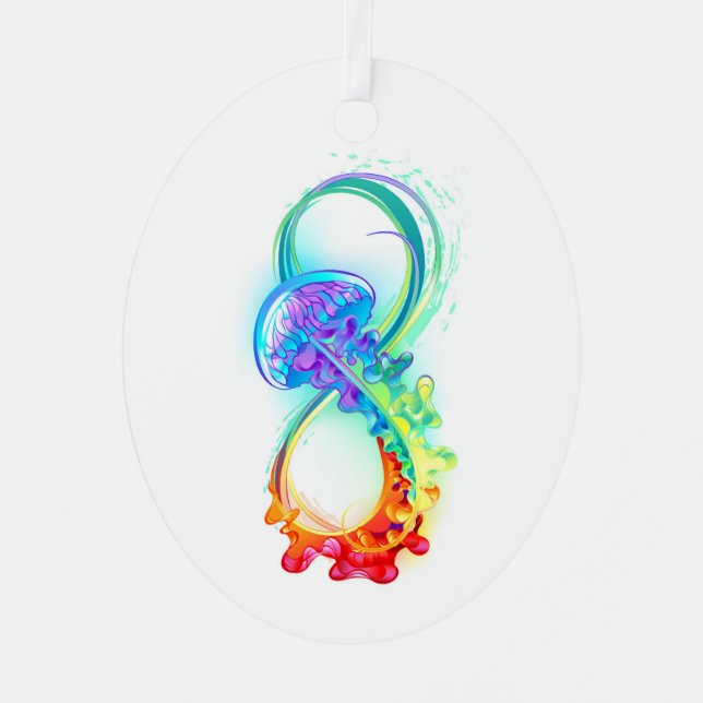 Infinity with Rainbow Jellyfish Metal Tree Decoration (Front)
