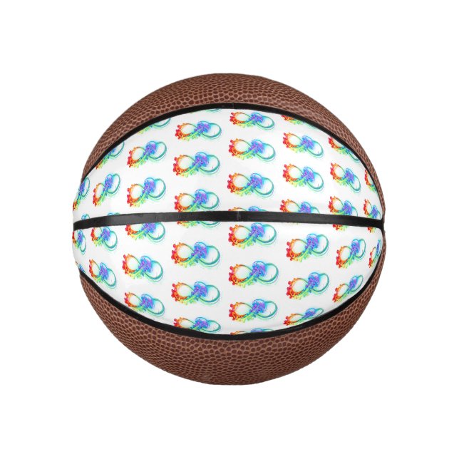 Infinity with Rainbow Jellyfish Mini Basketball (Front)