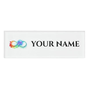 Infinity with Rainbow Jellyfish Name Tag