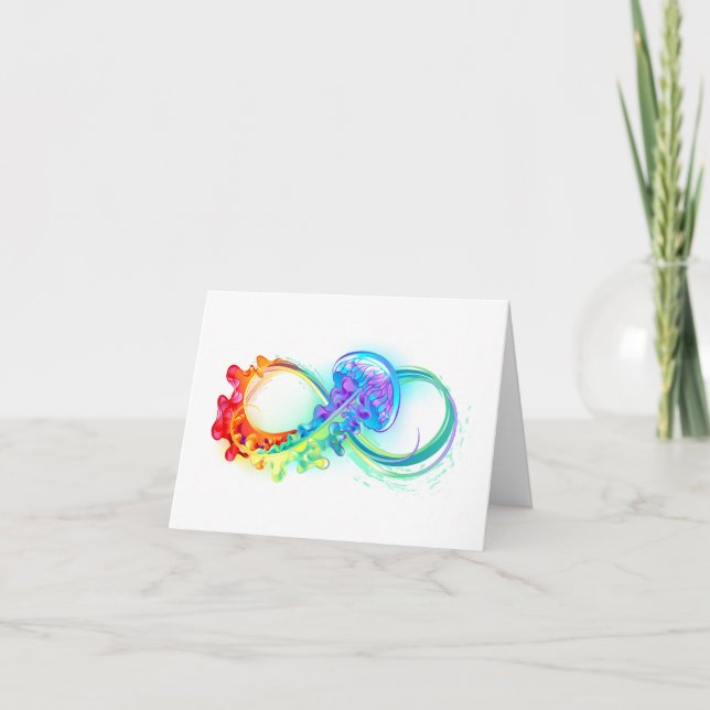 Infinity with Rainbow Jellyfish Note Card (Front)