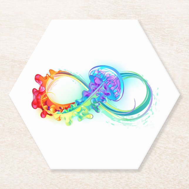 Infinity with Rainbow Jellyfish Paper Coaster (Front)