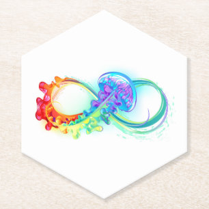 Infinity with Rainbow Jellyfish Paper Coaster