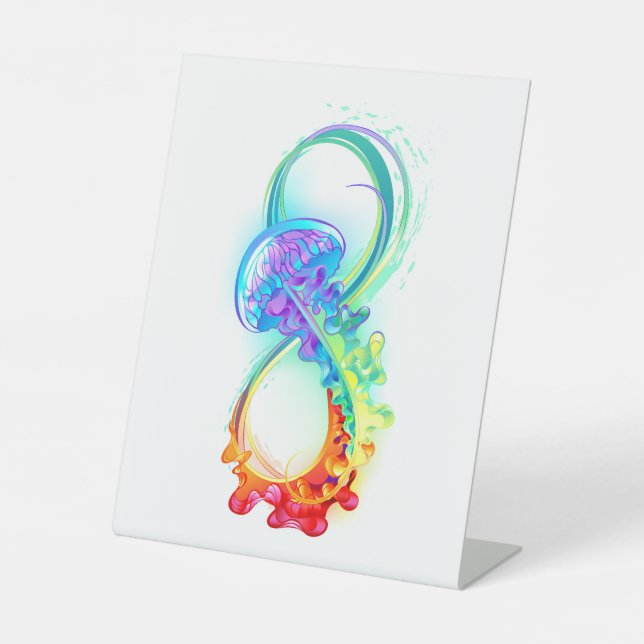 Infinity with Rainbow Jellyfish Pedestal Sign (Front)