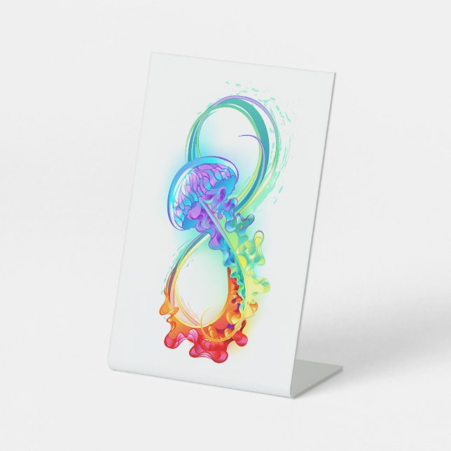 Infinity with Rainbow Jellyfish Pedestal Sign (Front)
