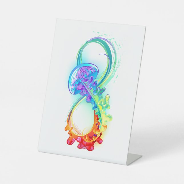 Infinity with Rainbow Jellyfish Pedestal Sign (Front)