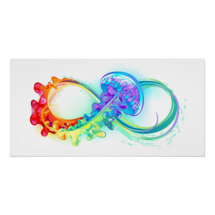 Infinity with Rainbow Jellyfish Poster