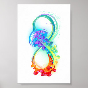 Infinity with Rainbow Jellyfish Poster