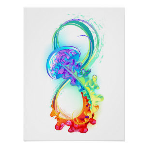 Infinity with Rainbow Jellyfish Poster