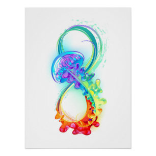 Infinity with Rainbow Jellyfish Poster