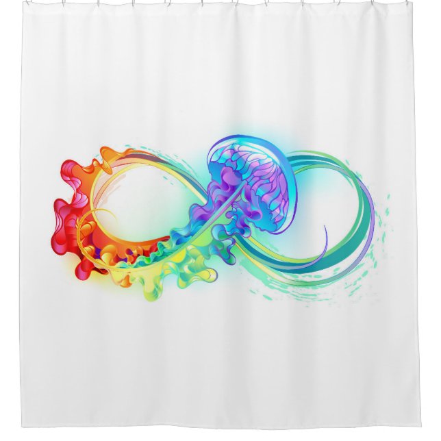 Infinity with Rainbow Jellyfish Shower Curtain (Front)