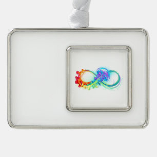 Infinity with Rainbow Jellyfish Silver Plated Framed Ornament