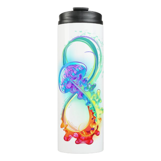Infinity with Rainbow Jellyfish Thermal Tumbler (Front)