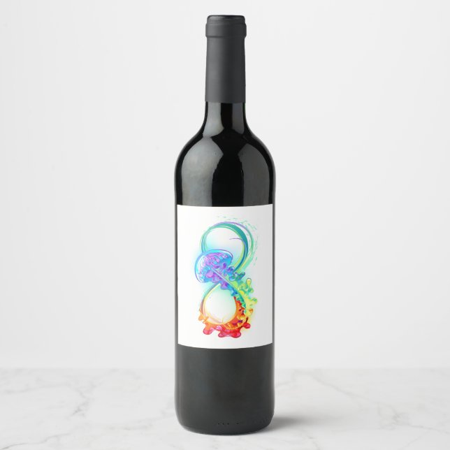 Infinity with Rainbow Jellyfish Wine Label (Front)