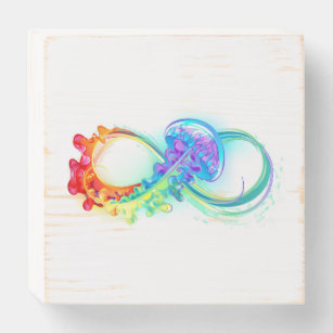 Infinity with Rainbow Jellyfish Wooden Box Sign
