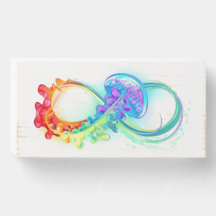 Infinity with Rainbow Jellyfish Wooden Box Sign