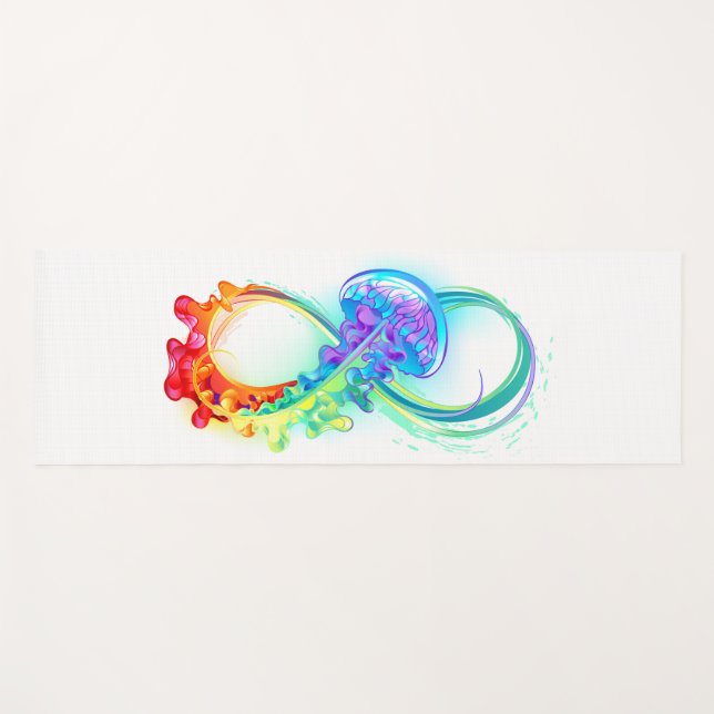 Infinity with Rainbow Jellyfish Yoga Mat (Front (Horizontal))