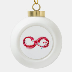 Infinity with Red Wine Ceramic Ball Christmas Ornament