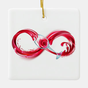 Infinity with Red Wine Ceramic Ornament