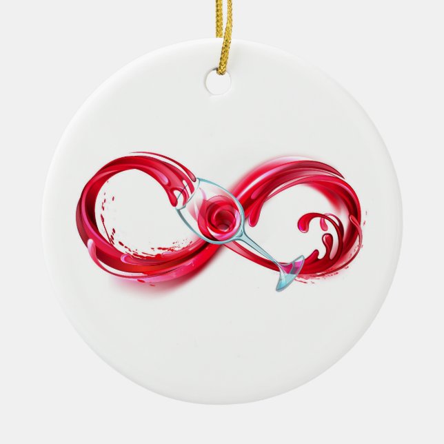 Infinity with Red Wine Ceramic Ornament (Front)