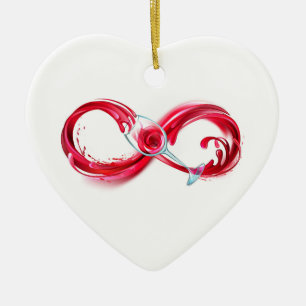 Infinity with Red Wine Ceramic Ornament