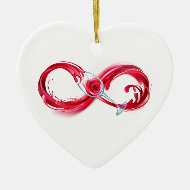 Infinity with Red Wine Ceramic Ornament (Front)