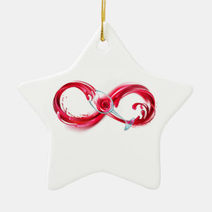 Infinity with Red Wine Ceramic Ornament