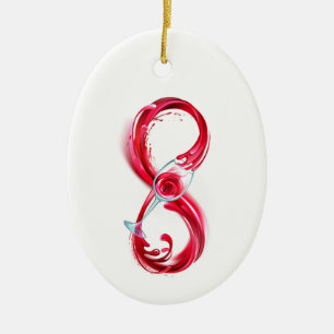 Infinity with Red Wine Ceramic Ornament
